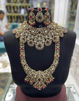Victorian Polish with Moissanite Stones Bridal Combo set - Nakshatra Jewels