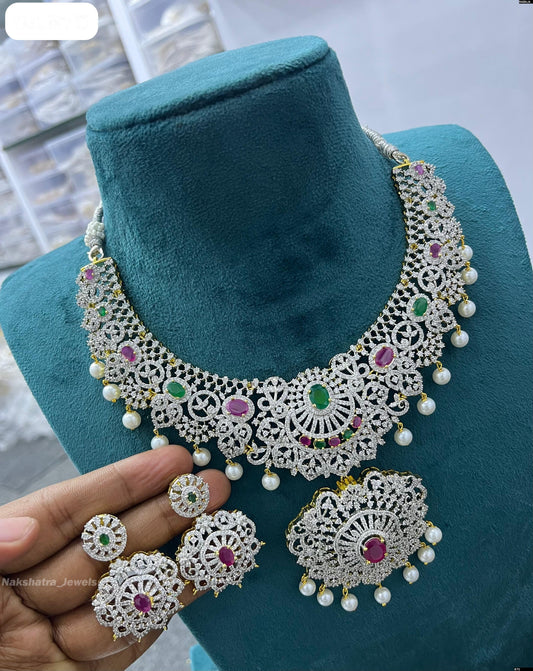 American Diamond Stones Bridal Necklace