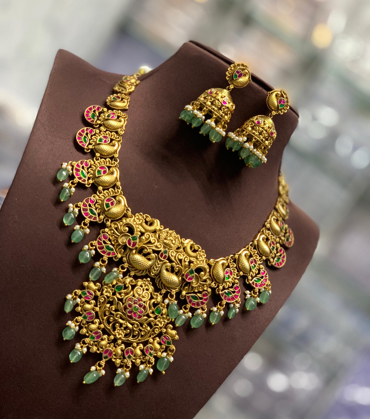 Nakshi Work with Kundan Stones Bridal Necklace