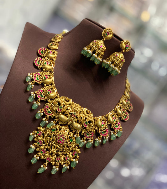 Nakshi Work with Kundan Stones Bridal Necklace