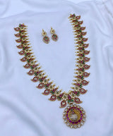Nakshi work with Kempu Stones Bridal Haram (Changeable Pendent)