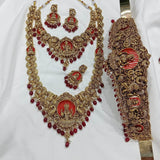 Nakshi Work with AD Stones Bridal Set (Gold Replica) - Nakshatra Jewels