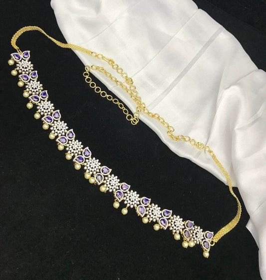 American Diamond Stones Hip Chain - Nakshatra Jewels