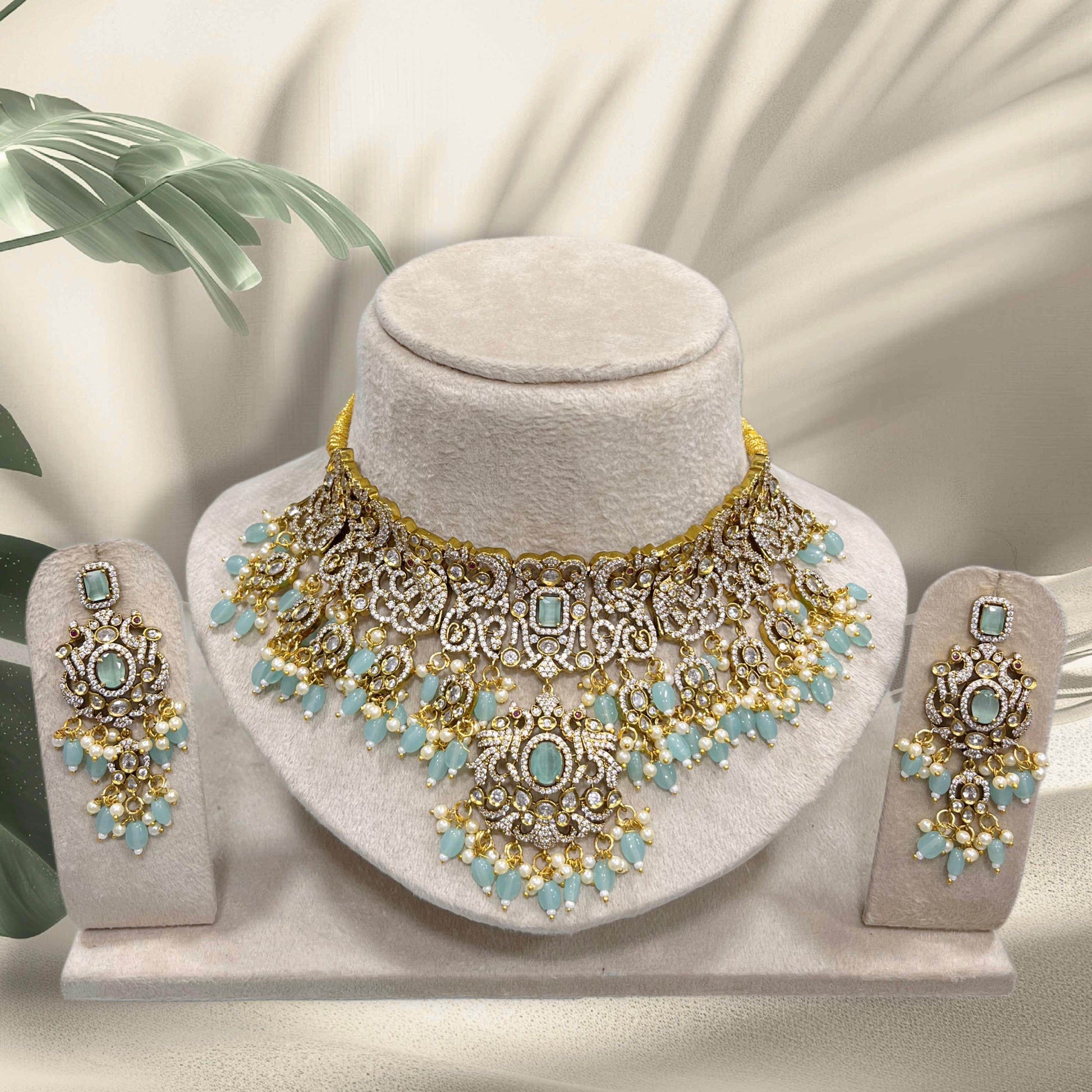 Victorian Polish with AD Stones Bridal Choker - Nakshatra Jewels