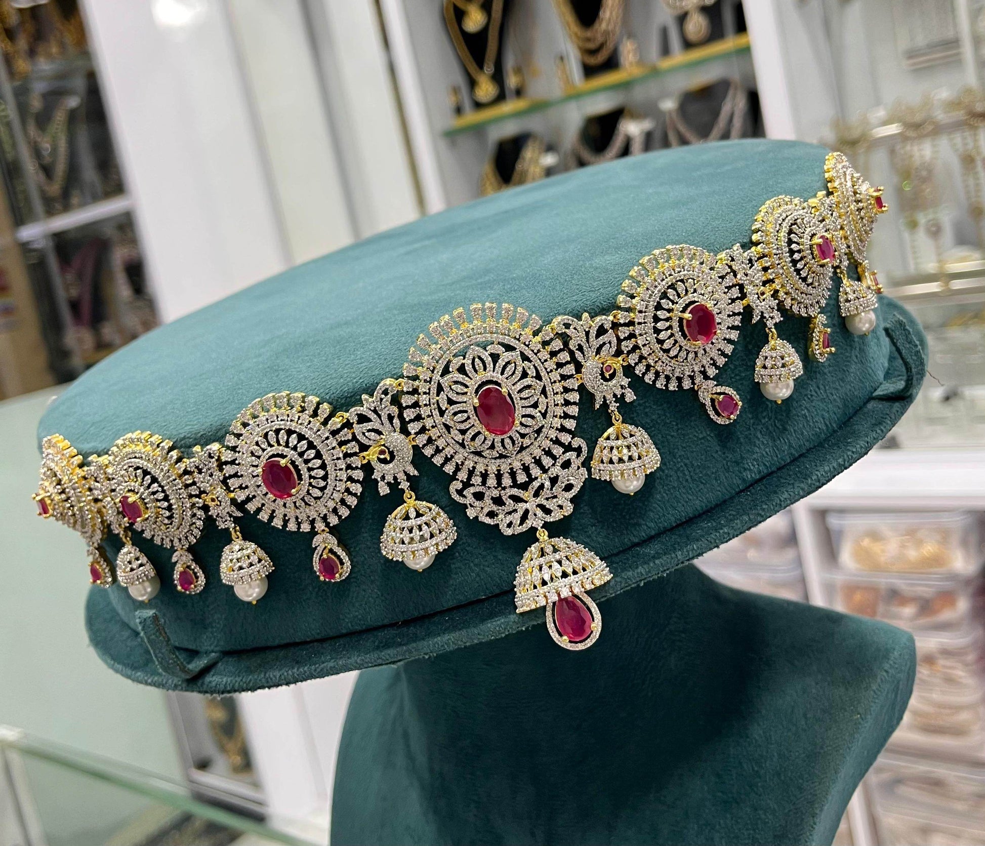 American Diamond Stones Bridal Hip Chain - Nakshatra Jewels
