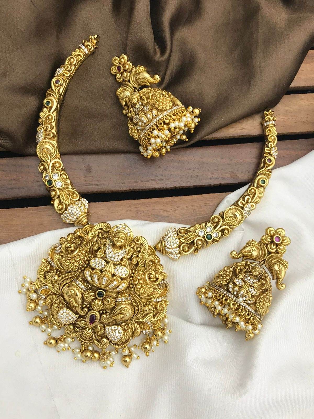Nakshi Work with AD Stones Kante Necklace