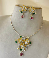AD Stones Pendent with Invisible Necklace - Nakshatra Jewels