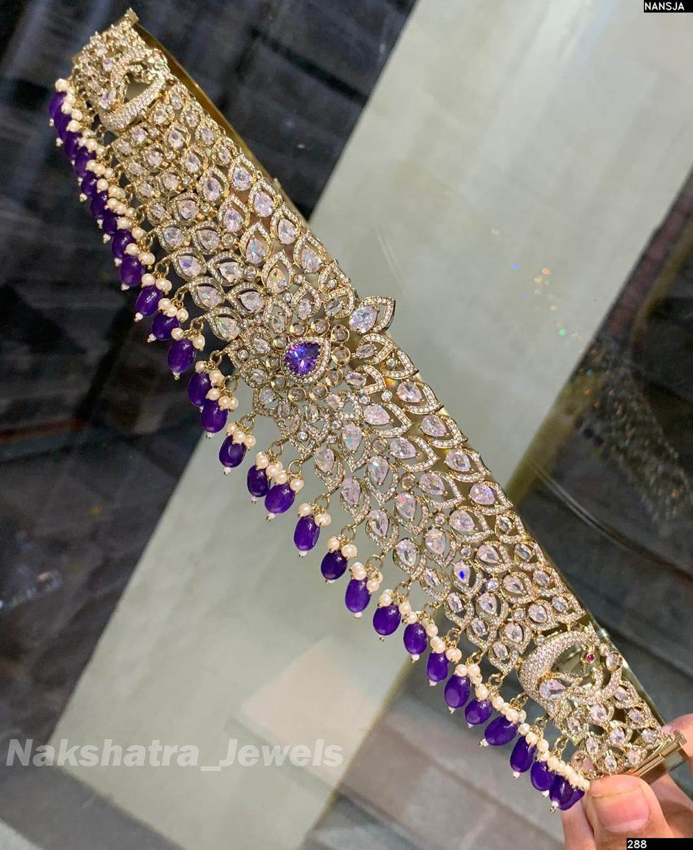 Victorian Polish AD Stones Bridal Hip Belt - Nakshatra Jewels