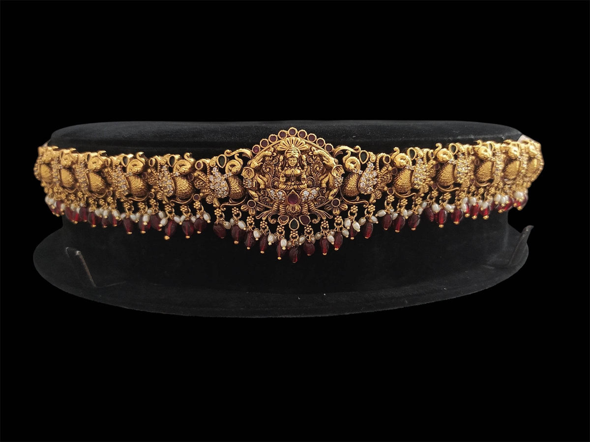 Nakshi Work with AD & Kempu Stones Bridal Hip Belt