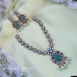 Victorian Polish AD & Moissanite Stones Necklace - Nakshatra Jewels