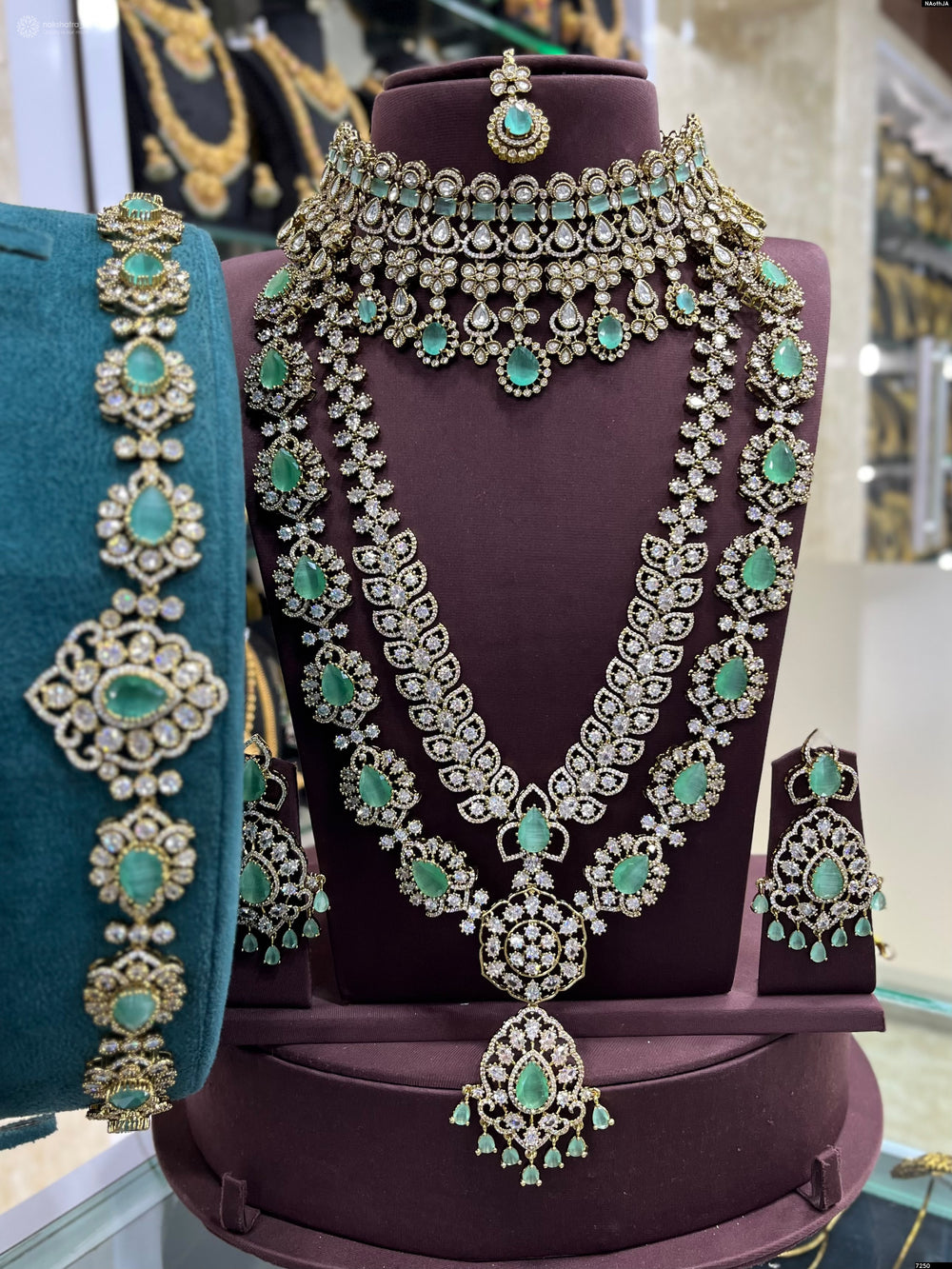 Victorian Polish AD Stones Bridal Combo Set