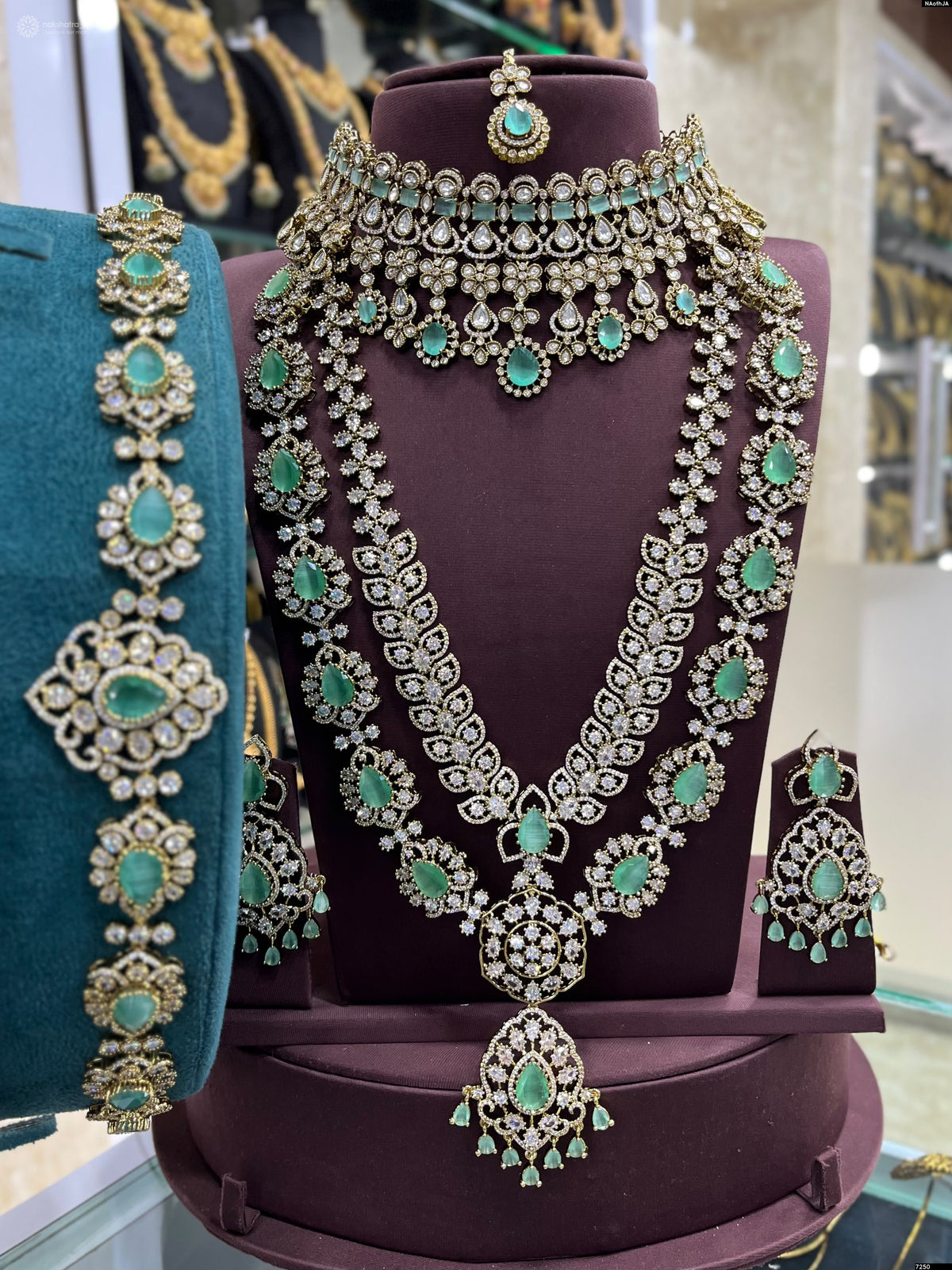 Victorian Polish AD Stones Bridal Combo Set