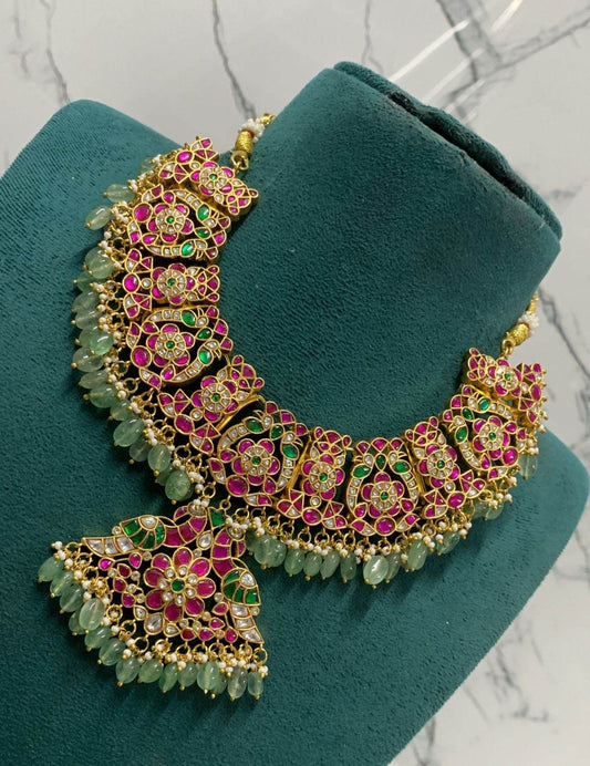 Jadau Kundan Stones Bridal Necklace - Nakshatra Jewels