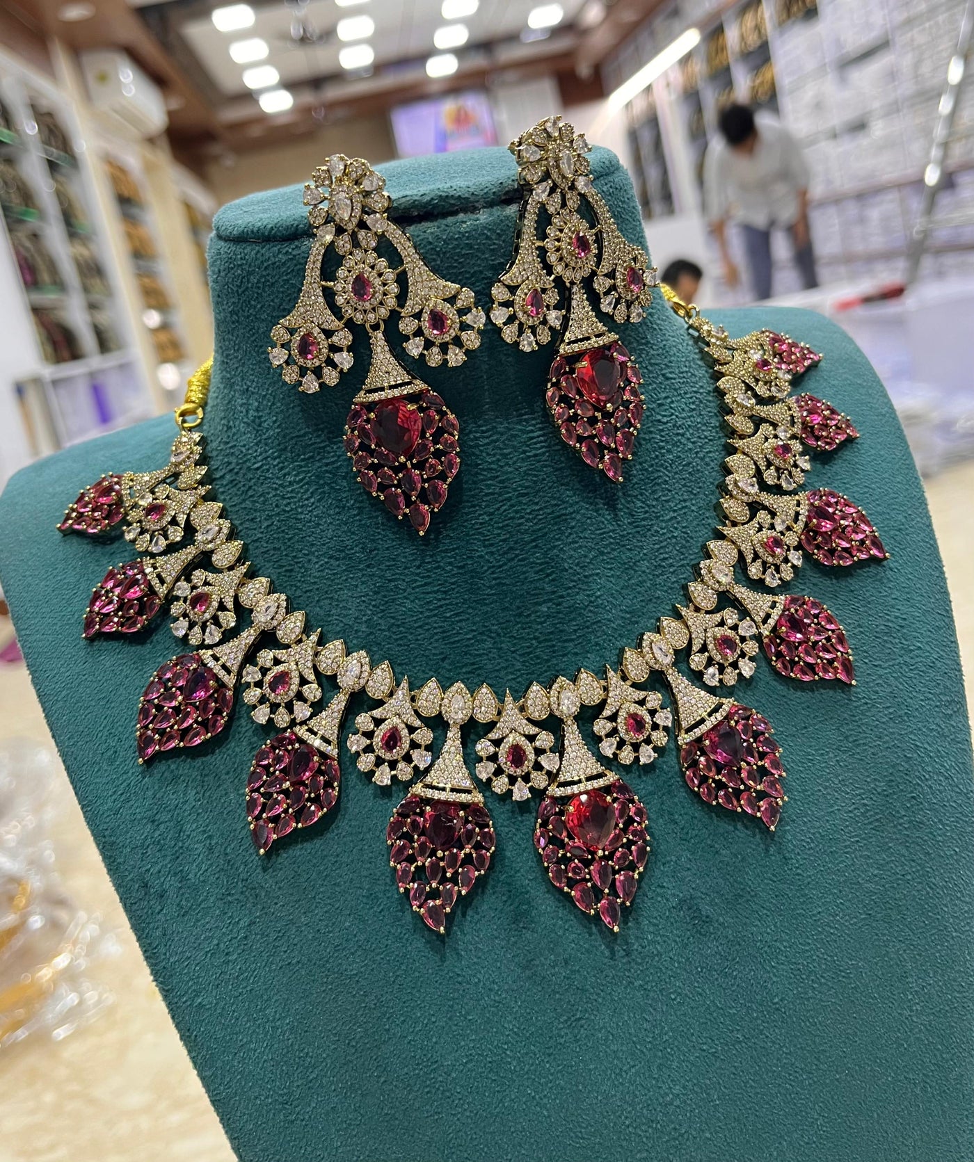 Victorian Polish with AD Stone Bridal Necklace