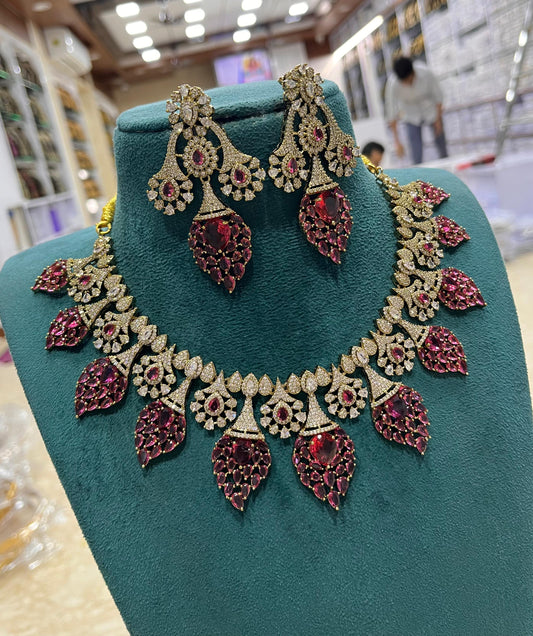 Victorian Polish with AD Stone Bridal Necklace