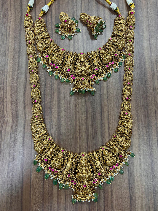 Nakshi work with Kundan Stones Bridal Combo Set