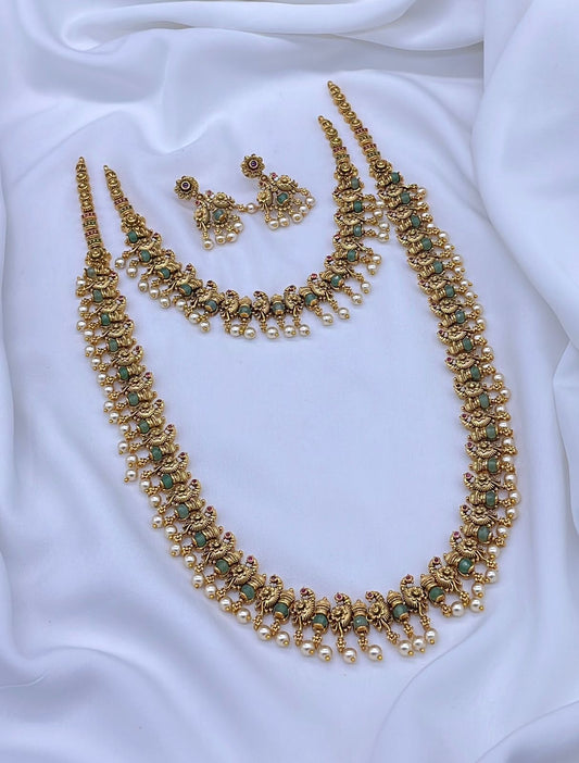 Nakshi Work with Kempu Stones Combo Set