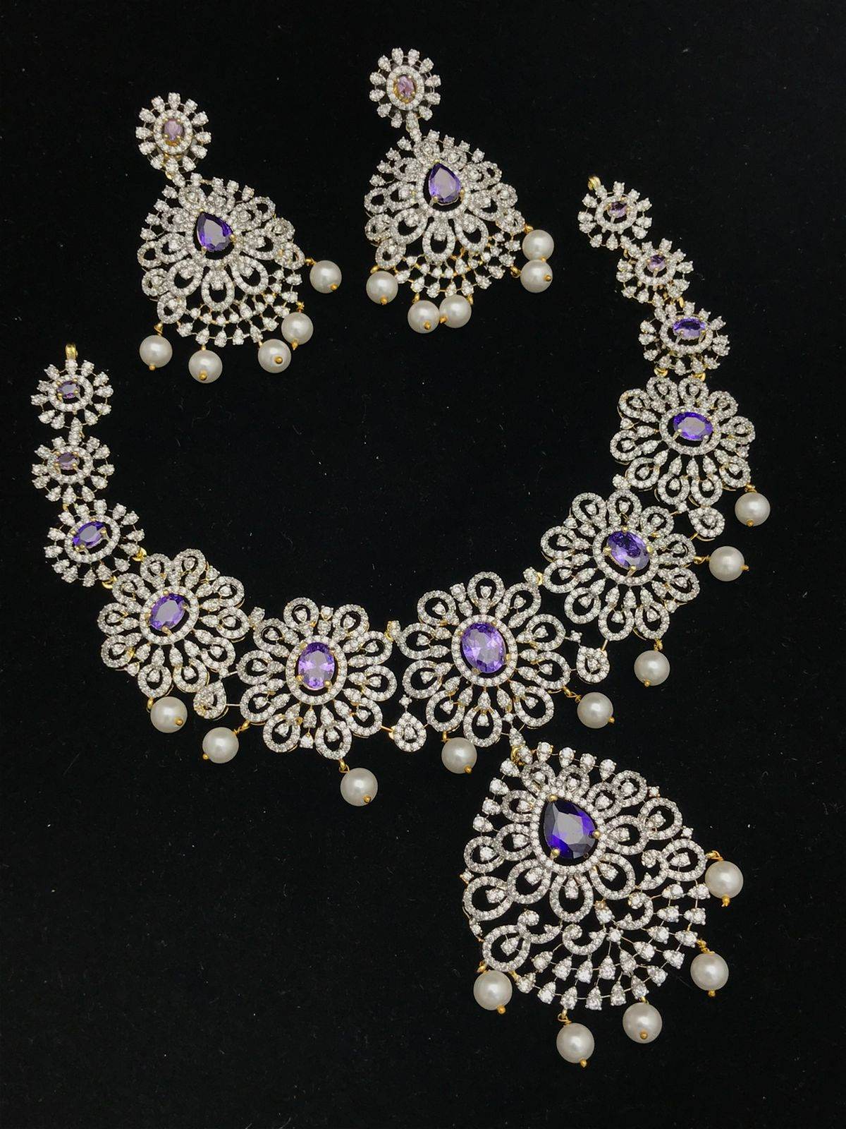 American Diamond Stone Bridal Necklace