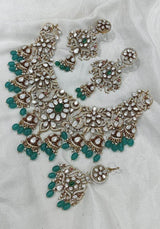 Victorian Polish with Moissanite Stones Bridal Necklace - Nakshatra Jewels