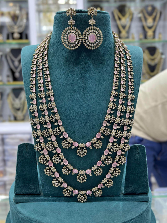 Victorian Polish with AD Stones Bridal Layer Haram - Nakshatra Jewels