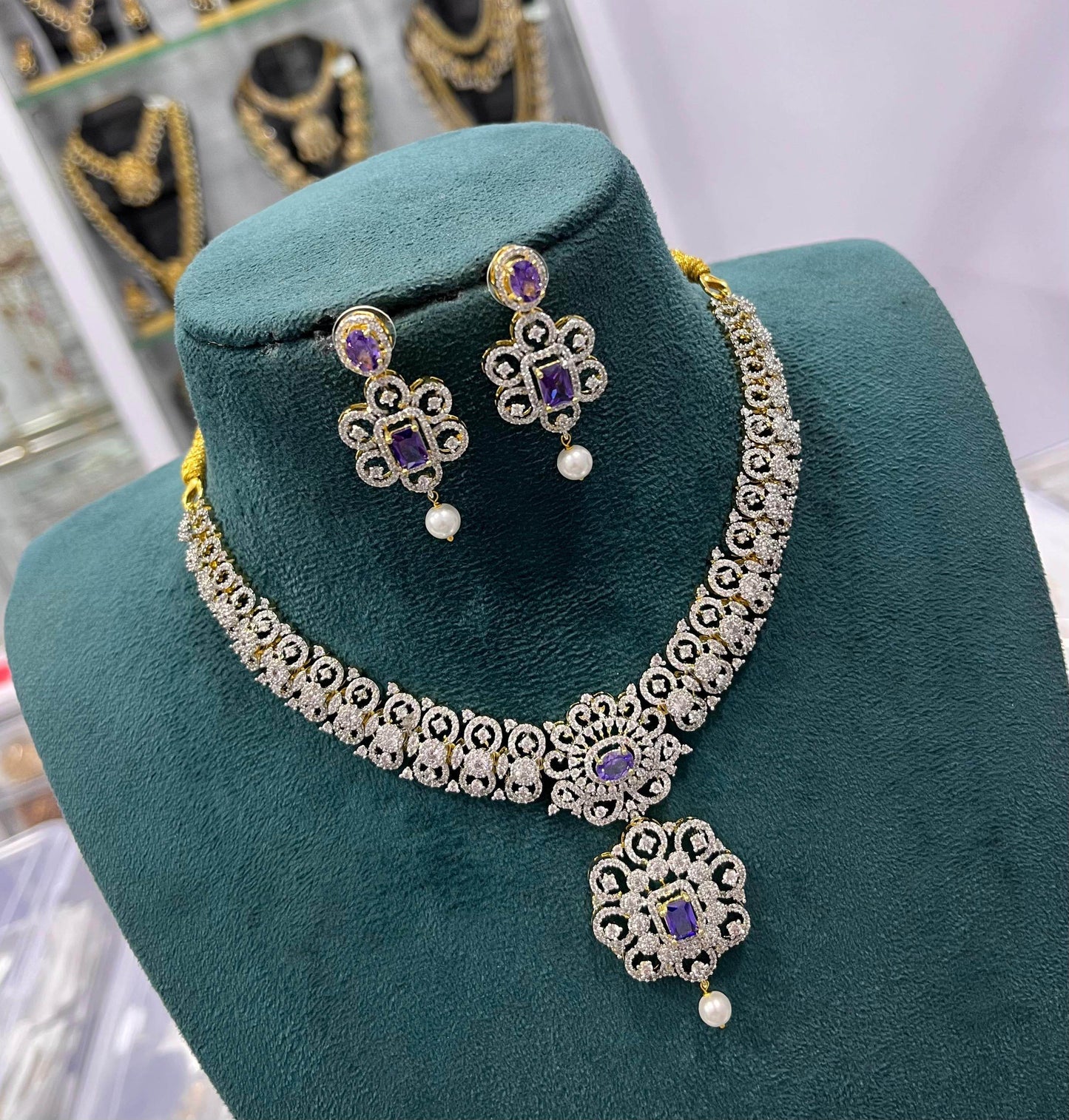 American Diamond Stones Necklace - Nakshatra Jewels