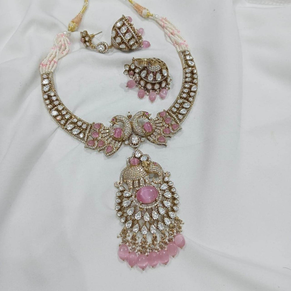Victorian Polish with AD & Moissanite Stones Necklace - Nakshatra Jewels