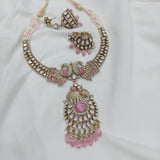 Victorian Polish with AD & Moissanite Stones Necklace - Nakshatra Jewels