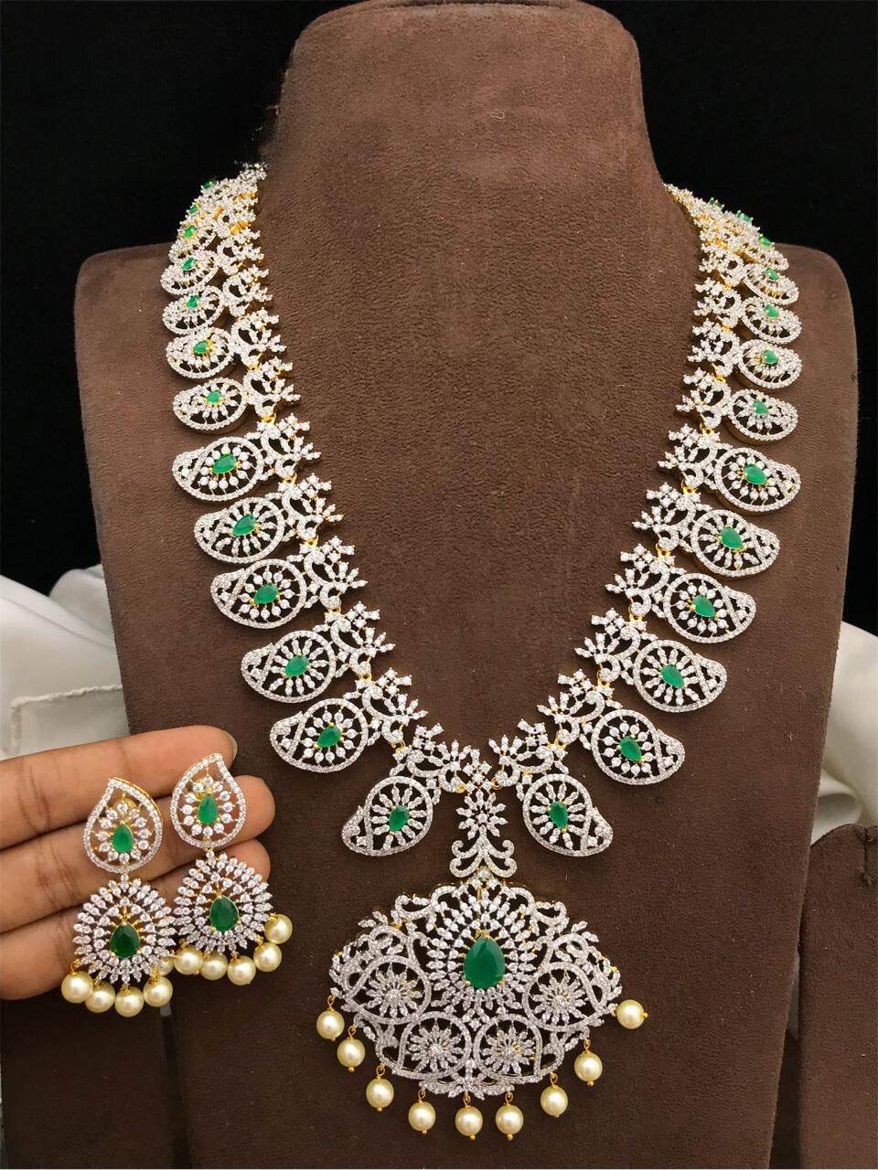 American Diamond Stones Bridal Haram - Nakshatra Jewels