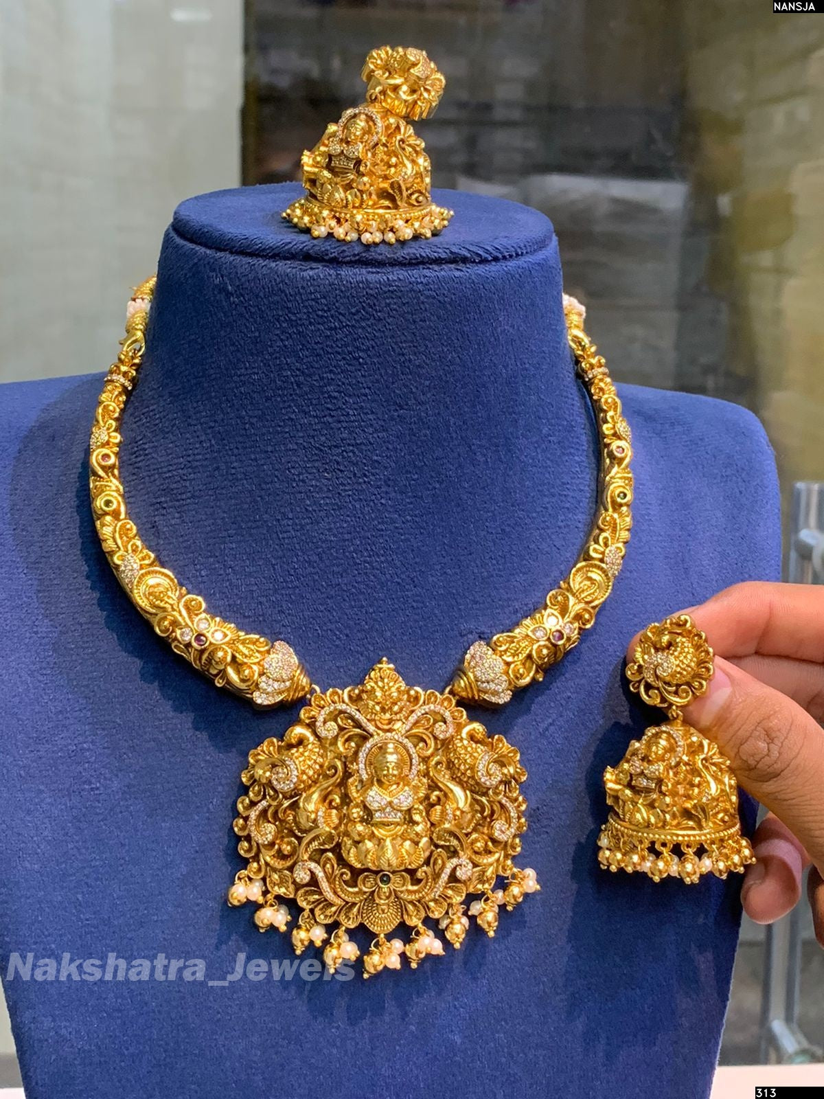 Nakshi Work with AD Stones Bridal Kante Necklace