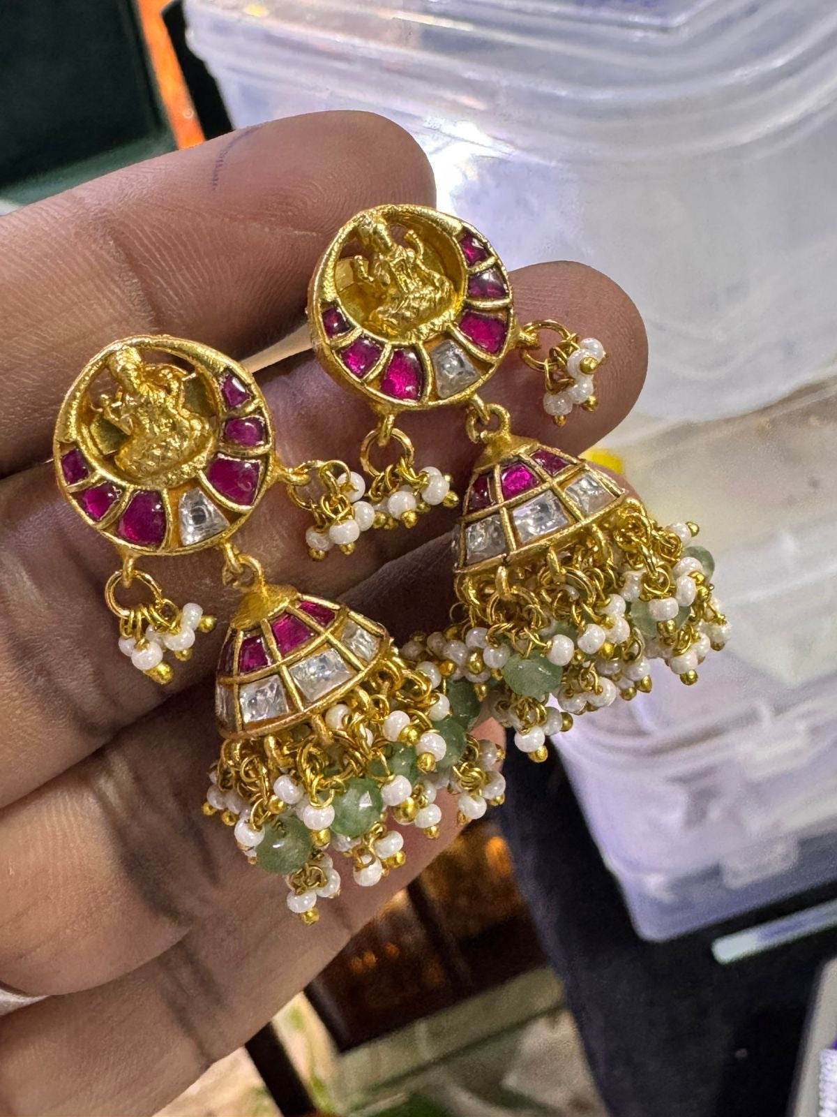 Jaadu Kundan Stones Bridal Earrings - Nakshatra Jewels