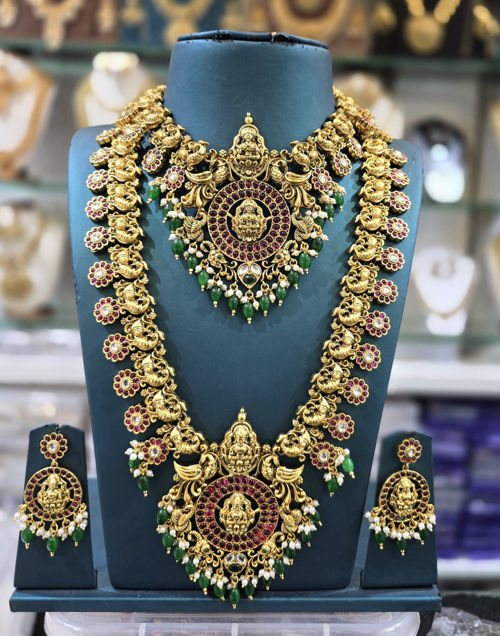 Nakshi Work with Kempu Stones Combo Set