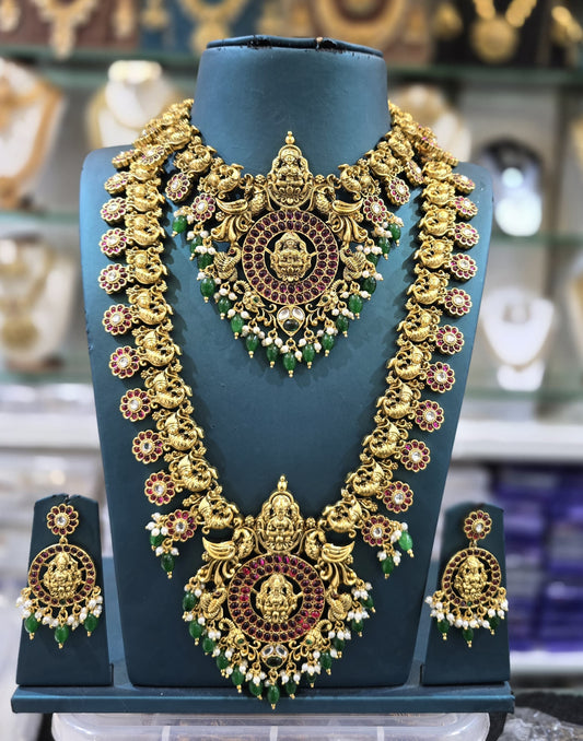 Nakshi Work with Kempu Stones Combo Set