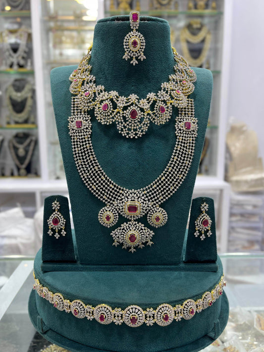 American Diamond Stones Bridal Combo Set - Nakshatra Jewels