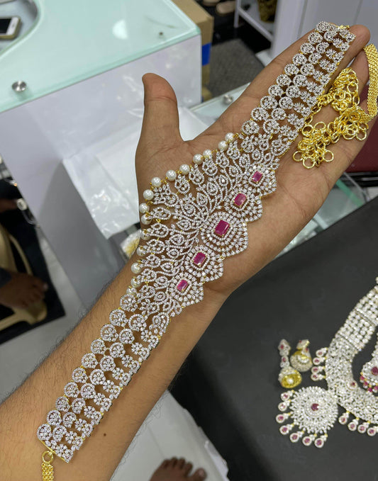 American Diamond Stones Hip Chain - Nakshatra Jewels