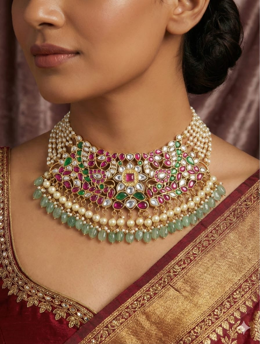 Jaadu Kundan Stones Bridal Necklace