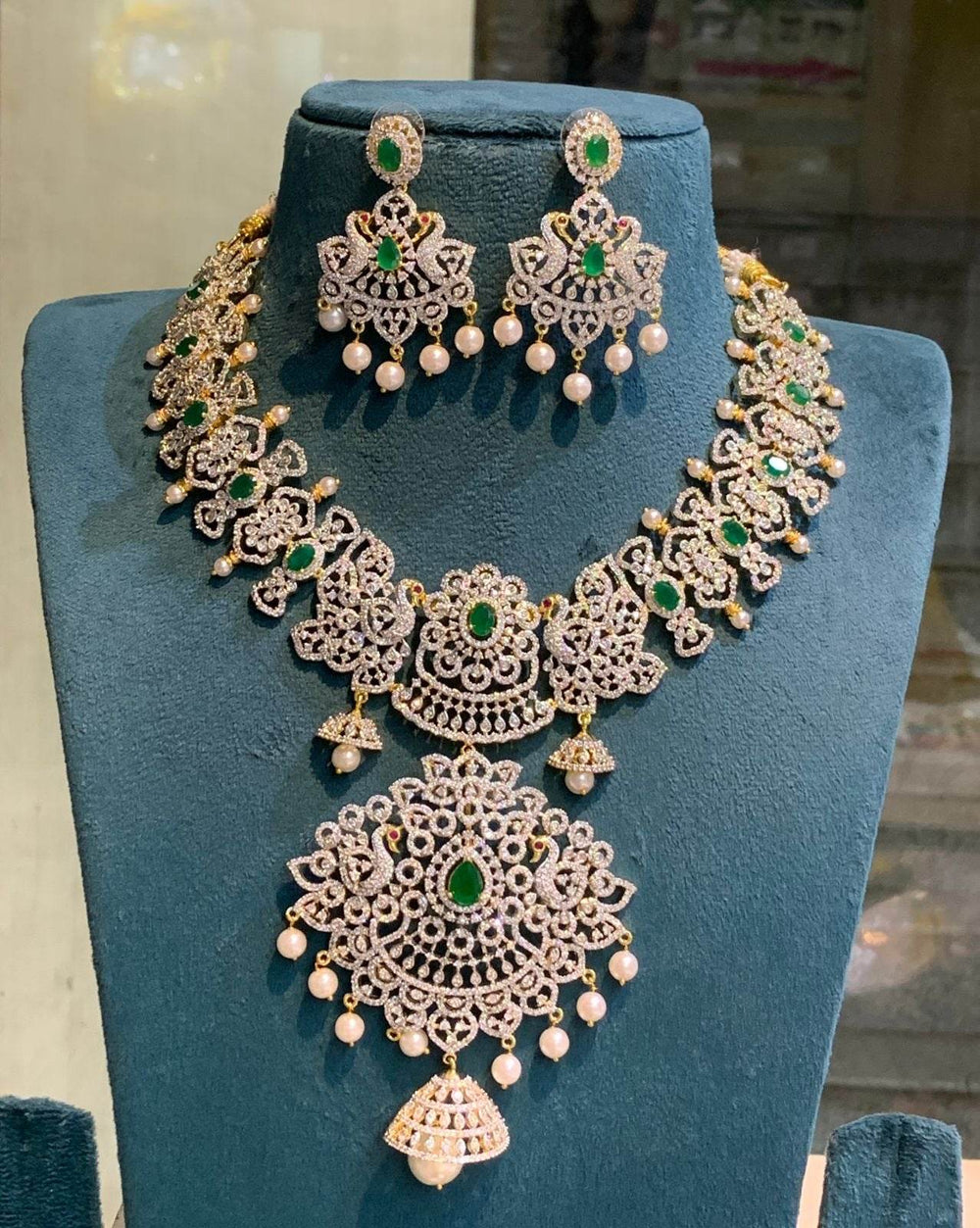 American Diamond Stones Bridal Necklace - Nakshatra Jewels