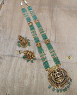 Nakshi Work Pendent with Beads and Kempu Stones Haram