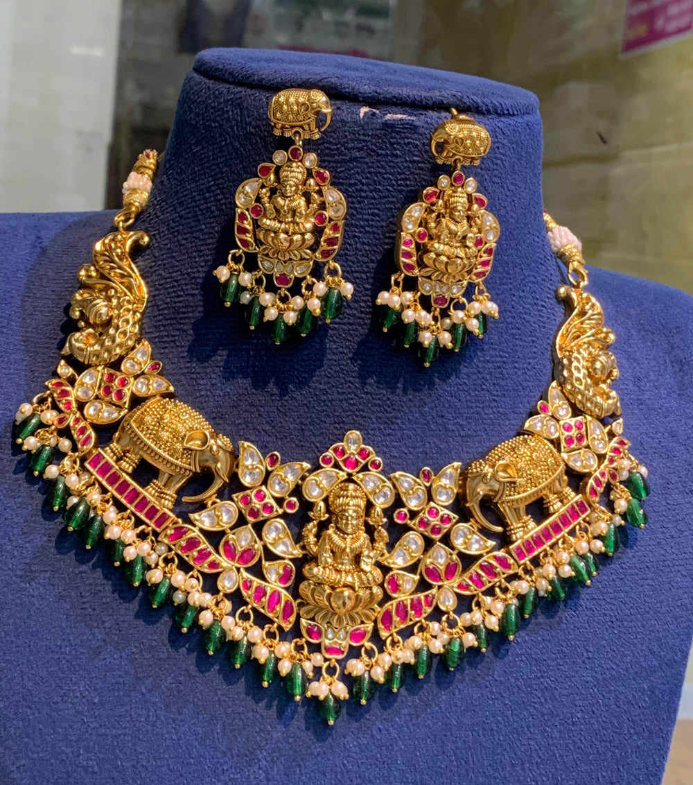 Nakshi Work with Kundan stones Bridal Choker - Nakshatra Jewels
