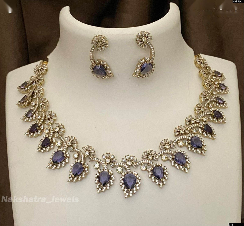 Victorian Polish AD Stones Necklace - Nakshatra Jewels