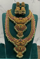 Nakshi Work with Jaadu Kundan Stones Bridal Combo - Nakshatra Jewels