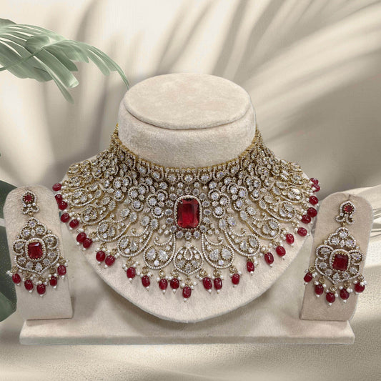 Victorian Polish with AD Stones Bridal Choker - Nakshatra Jewels