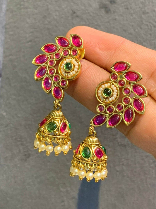 Kempu Stones Bridal Earcuffs - Nakshatra Jewels