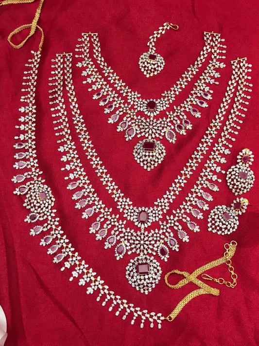 American Diamond Stones Bridal Layer Combo set - Nakshatra Jewels
