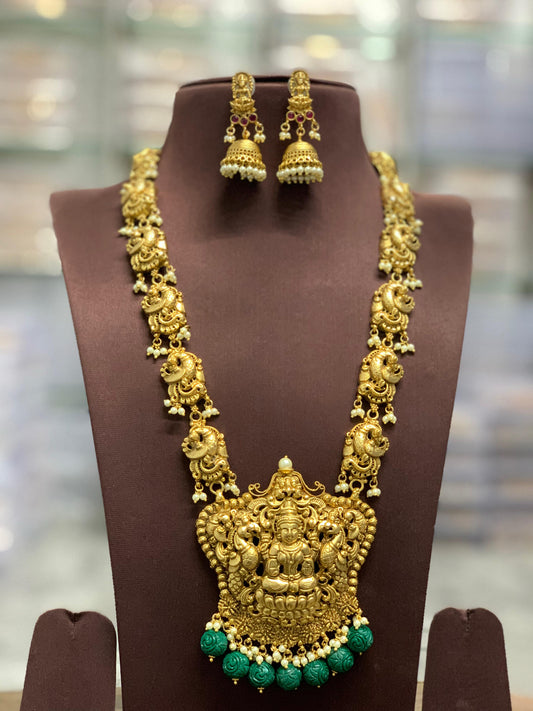 Nakshi Work with Kempu Stones Bridal Haram