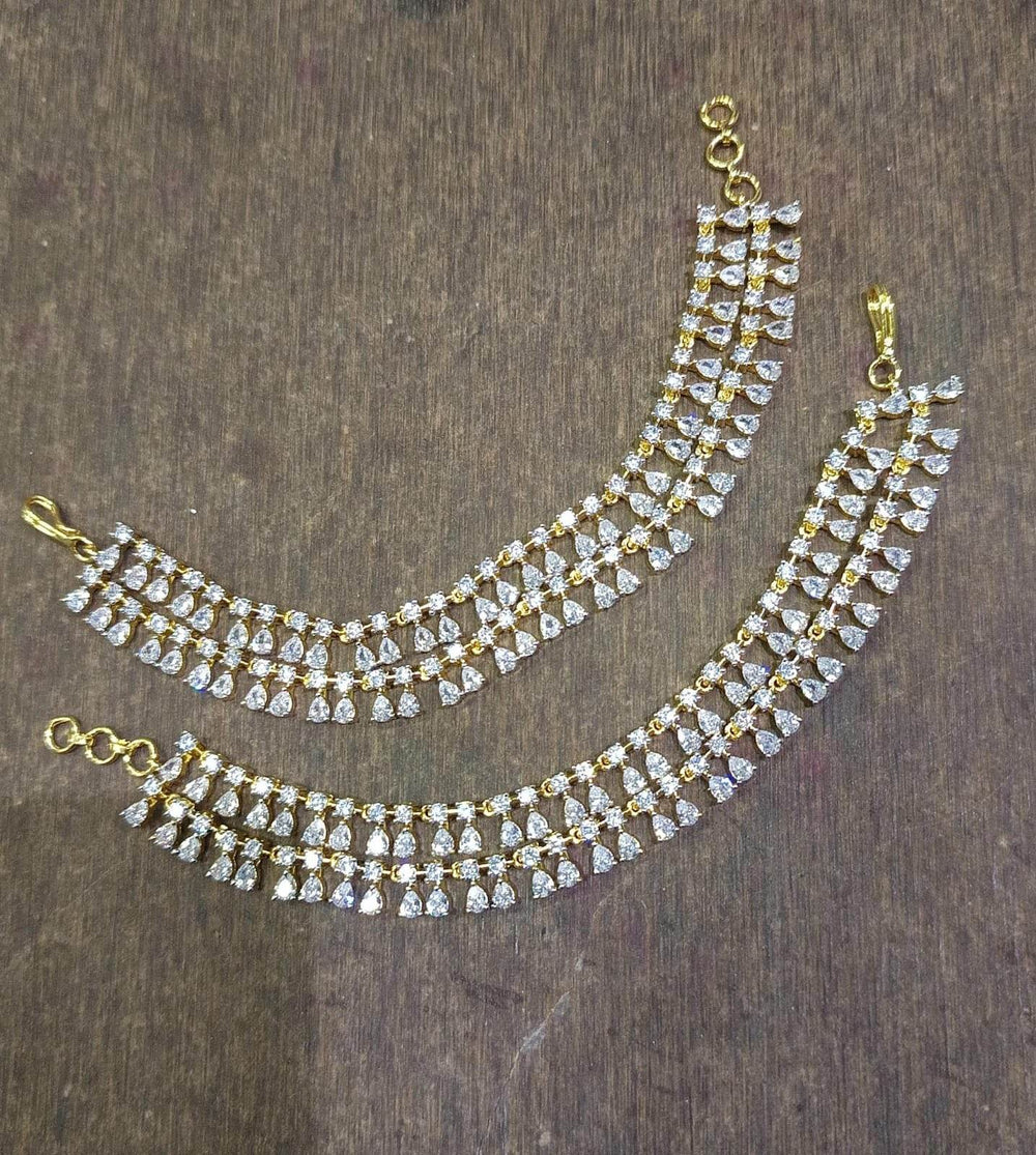 AD Stones Ear Chains - Nakshatra Jewels