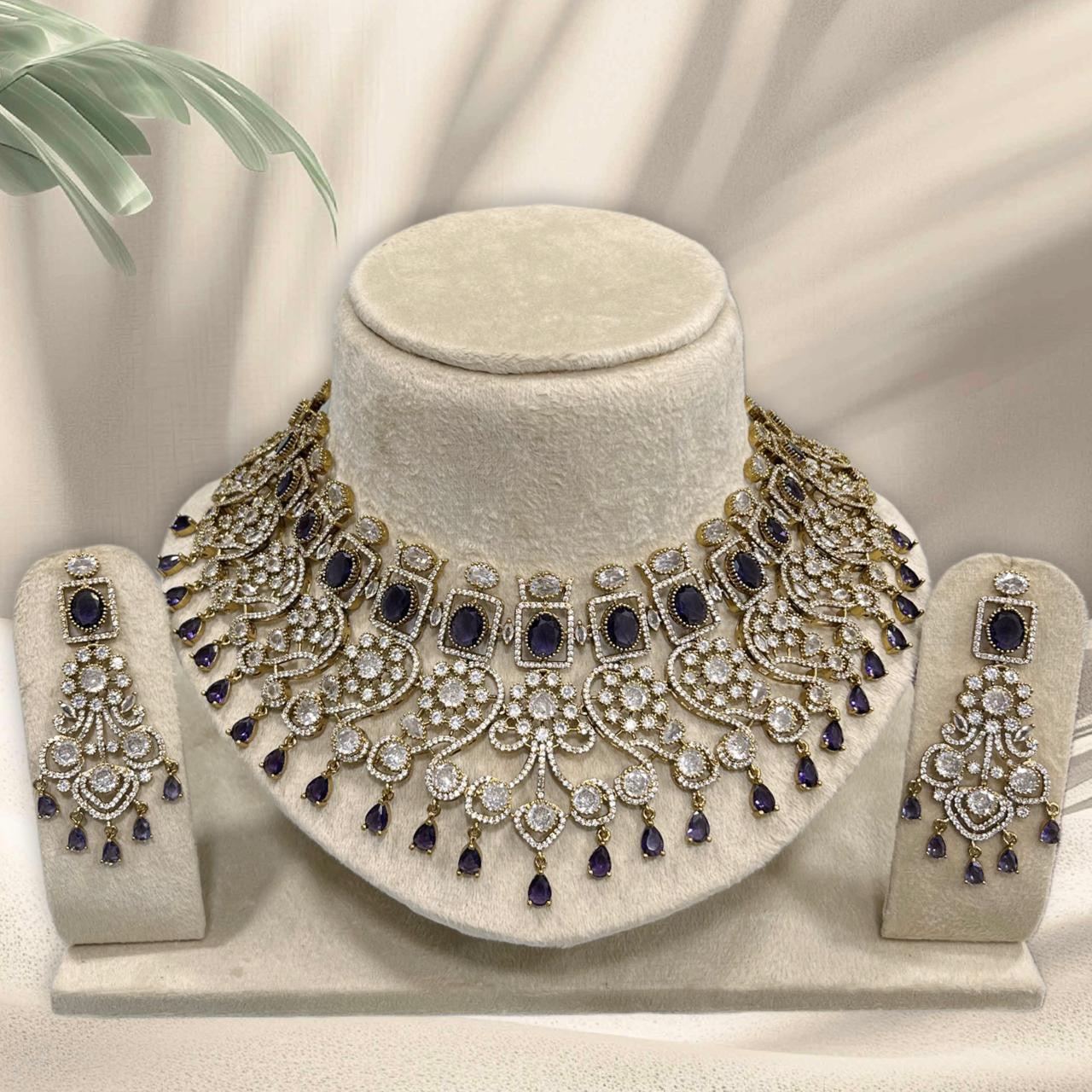 Victorian Polish with AD Stones Bridal Neck Set
