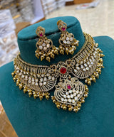 Victorian Polish with AD & Mossianite Stones Bridal Choker