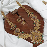 Nagasi Work with Kempu Stones Bridal Haram - Nakshatra Jewels
