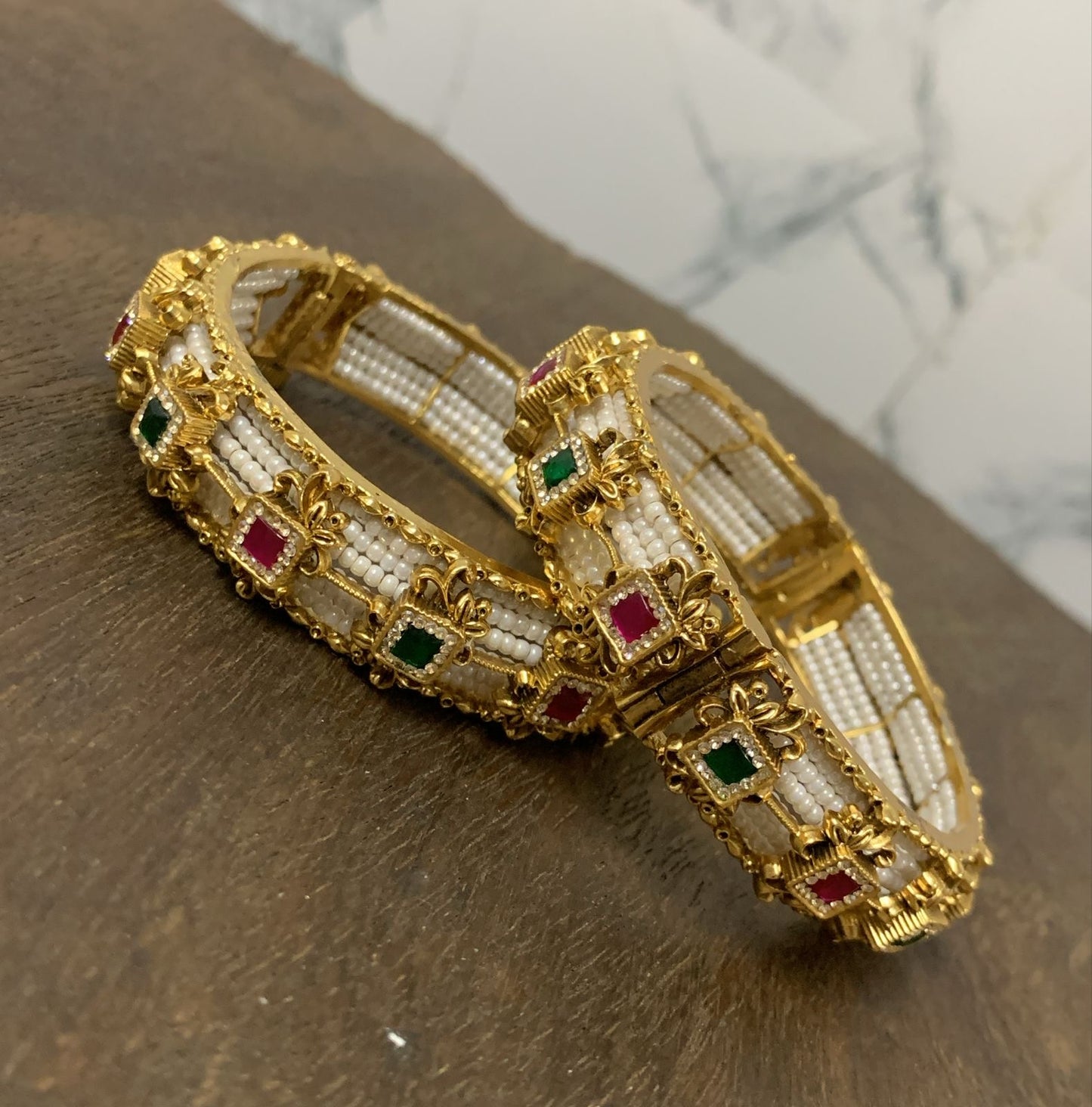 Kundan Stone Bangles (Openable)