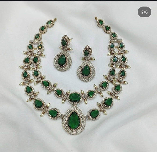 Victorian Polish with AD Stones Necklace - Nakshatra Jewels